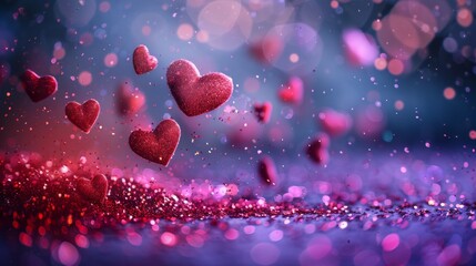 Valentines day background with transparent hearts.	
