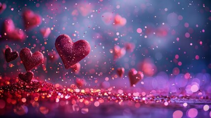 Valentines day background with transparent hearts.	
