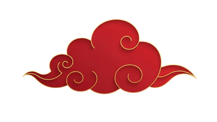 Red cloud shape with golden outline isolated on transparent background