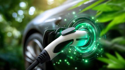 Technology battery high power electric energy, connected charging cable display, battery electric cars mobile devices, clean electric green renewable, energy storage future visualization ,