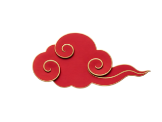 Red cloud shaped chinese symbol isolated on transparent background