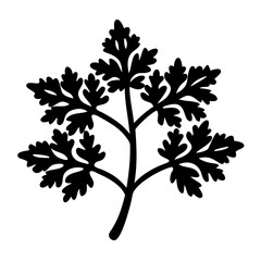 Obraz premium A minimalist black silhouette illustration of a delicate leafy plant branch on a white background