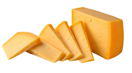 Sliced cheese on a transparent background for culinary use