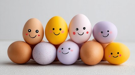 Smiling eggs arranged in
