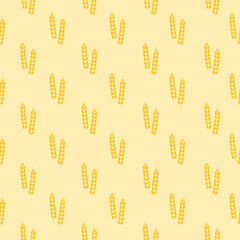 Fototapeta premium Wheat and rye ears icon seamless pattern isolated on color background