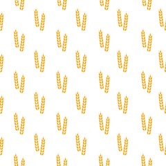 Fototapeta premium Wheat and rye ears icon seamless pattern isolated on white background