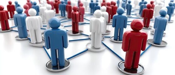 Network of figures showing paths to self-discovery and knowledge sharing among individuals in a minimalistic design