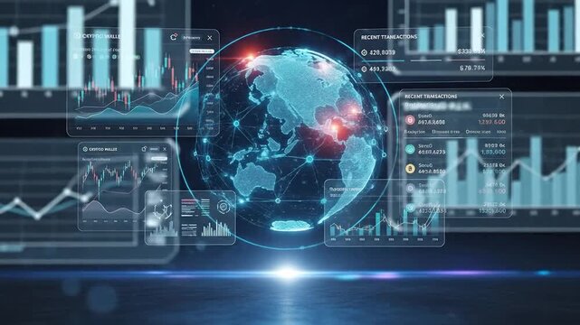 Futuristic digital globe displaying financial insights