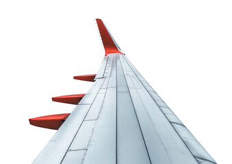 Airplane wing, red accents, high angle isolated view