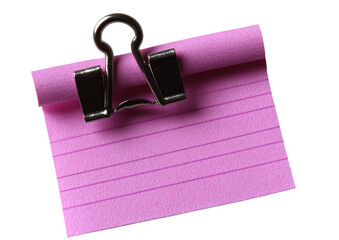 Pink lined note clipped, curling edge