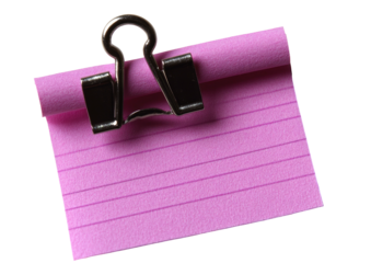 Pink lined note clipped, curling edge