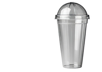 Tall clear plastic drink cup with dome lid