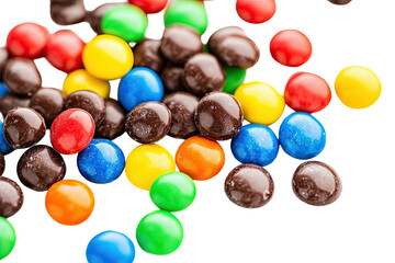 Colorful candies, round, piled up. Black background
