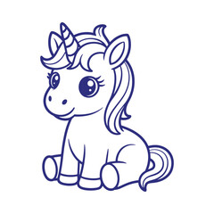 Adorable Unicorn Cartoon Outline Drawing