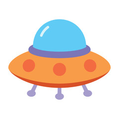 cartoon spaceship isolated, flat style