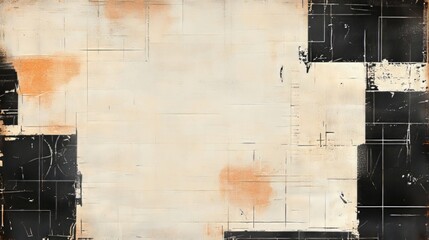 Beige and Black Geometric Art Painting Texture Background with Orange Accents for Wall Art and Modern Design Projects Canvas Style