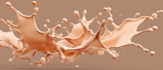 Splash of chocolate creating dynamic patterns on a solid background in a high-resolution scene captured in a professional manner