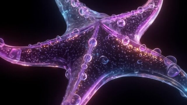 Abstract glowing starfish against black background for creative designs