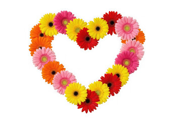 Heart shape of flowers, isolated on transparent background