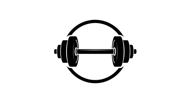 Symmetrical Fitness Barbell and Weights Vector Icon Logo