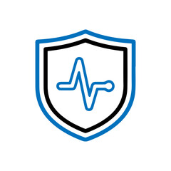 minimalist Heartbeat with shield line medical icon for health protection.