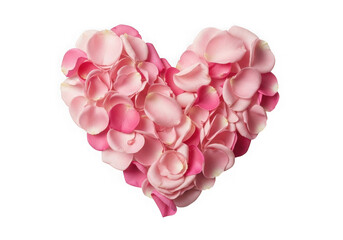 Heart shape of rose petals isolated on transparent background