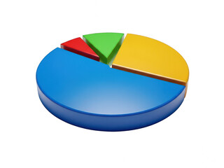 Colorful 3d pie chart with multiple sections isolated on transparent background