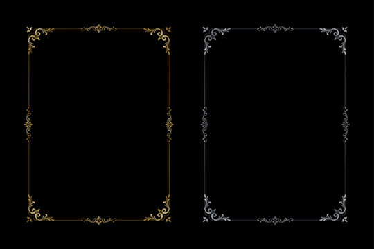 Elegant Ornamental Frames: Two intricately designed, ornamental frames grace a stark canvas, their delicate patterns hinting at a world of sophistication and refined taste.