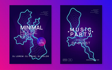 Discotheque Background. Sound Magazine. Trance Invite. Violet Dj Banner. Party Concert Template. Blue Techno Set. Psychedelic Beat Illustration. Pink Discotheque Background