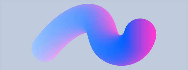 3d Gradient Shape. Beautiful Abstract Liquid Fluid Background. Color Design For Creative Bg. Creative Poster With Ribbon Curve And Splash Blend. Blue And Purple 3d Gradient Shape.