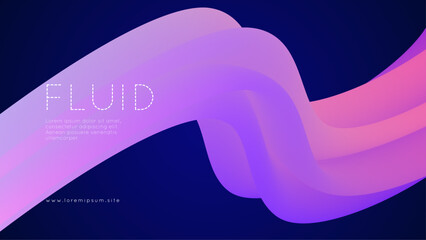 3d Gradient Shape. Beautiful Abstract Liquid Fluid Background. Color Design For Creative Bg. Creative Poster With Ribbon Curve And Splash Blend. Blue And Purple 3d Gradient Shape.