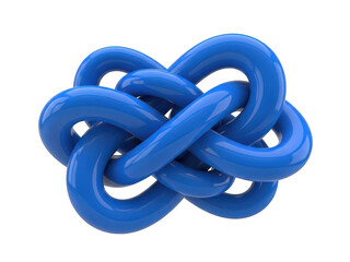 Intricate blue knot against white background isolated on transparent background