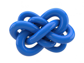 Intricate blue knot against white background isolated on transparent background