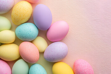 Colorful eggs on a light background for spring celebration or holiday gathering