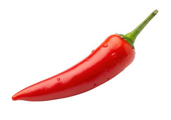 Single red chili pepper isolated on transparent background