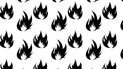 Naklejka premium Seamless pattern of black flame icons on white background