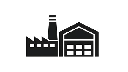 Industrial building icon with chimney