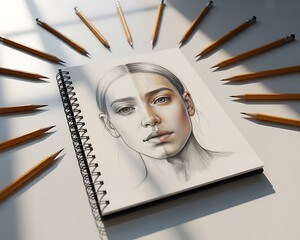 Pencil Sketch Portrait on Spiral Notebook
