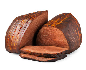 Smoked beef roast with thinly sliced meat portions