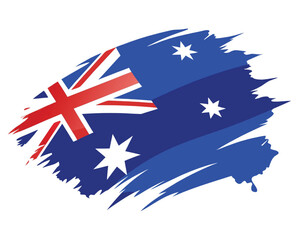 australia national flag with blue brush strokes and white stars