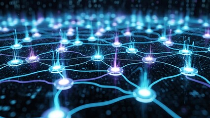 Futuristic AI Interface Nodes Network