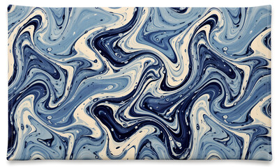 Abstract blue and white marble texture on fabric, fluid art background