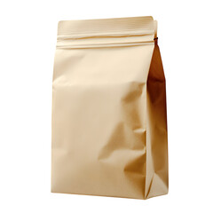 Plain Light Brown Stand-Up Pouch Bag with Resealable Zipper Closure on White Background