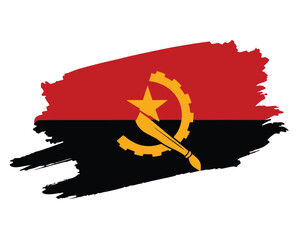 angola national flag with red black brush strokes and emblem