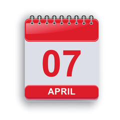 April 7 Daily Calendar Printable Flat Design