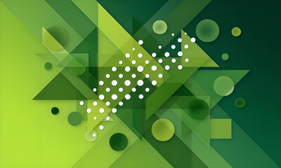 Abstract Geometric Background with Green Gradient and Circles