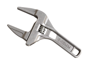Wide jaw adjustable wrench tool for plumbing and bathroom pipe repair cut out