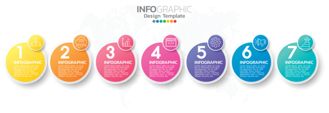 Vibrant colorful infographic with seven distinct sections