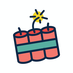 Fireworks Bomb Cake with Lit Fuse Icon - Independence Day