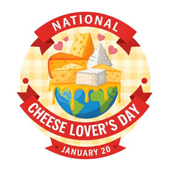 Earth globe with melting cheese and hearts for National Cheese Lovers Day